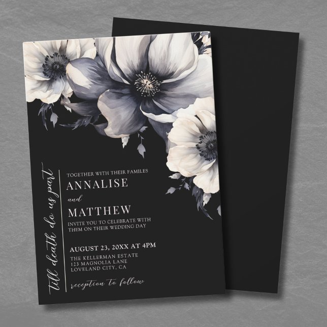 Convites Até que a Morte nos Separe Casamento Floral Gótico (Till Death Do Us Part Floral Gothic Wedding Invitation)
