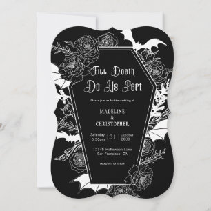 Convites Até que a Morte nos Separe Casamento Preto Floral 