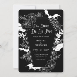 Convites Até que a Morte nos Separe Casamento Preto Floral