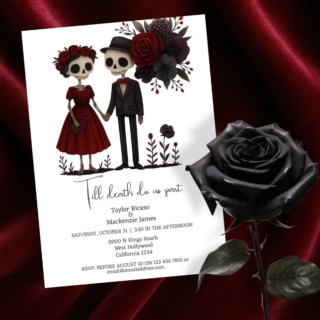 Convites Até que a morte nos separe da Noiva e do Groom (Till death do us part Bride and Groom Invitation by Ricaso. Perfect goth/gothic or Halloween wedding)
