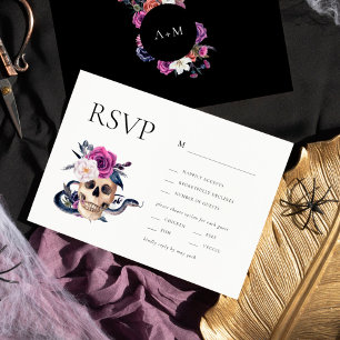 Convites Até que a Morte nos Separe Roxo e Preto RSVP