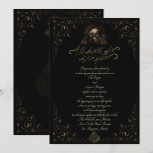 Convites Até que a Morte Ornamental Dourado Elegante Casame