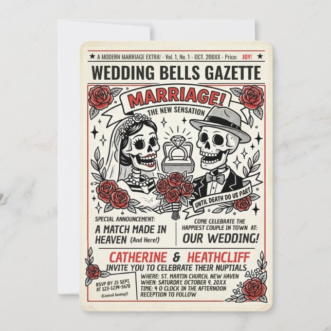 Convites Até que a Morte os Una Gazeta de Casamento (Frente)