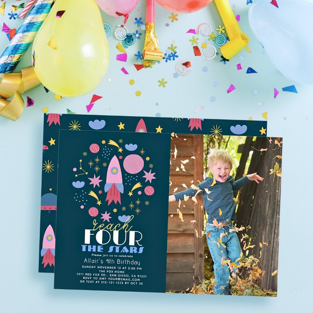 Convites Atingir Quatro Anos De Foto Do Espaço De Marinho D (Criador carregado)