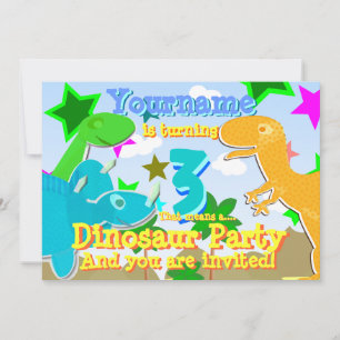 Convites Ativando 3 Festas de aniversário de Dinossauros