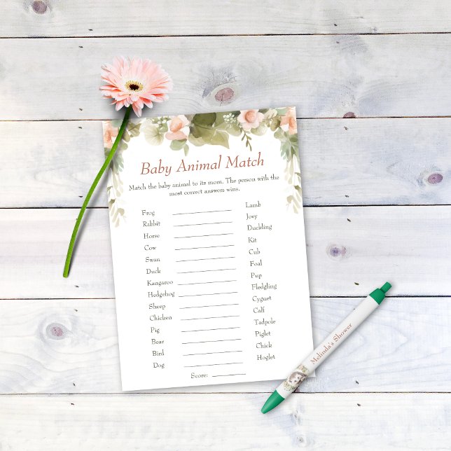 Convites Atividade de Chá de fraldas de Correspondência de  (Baby Animal Match Baby Shower activity )