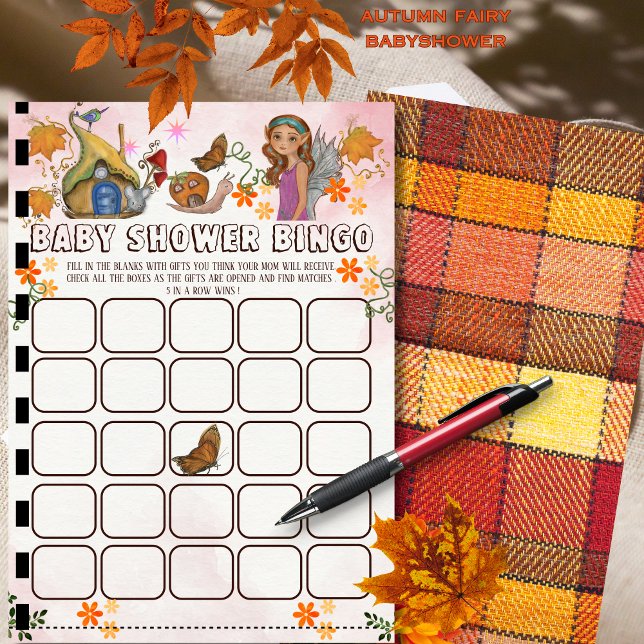 Convites Atividade do Bingo de Chá de fraldas de Fada Magné (Magical Fairy Baby Shower Bingo Activity Invitation)