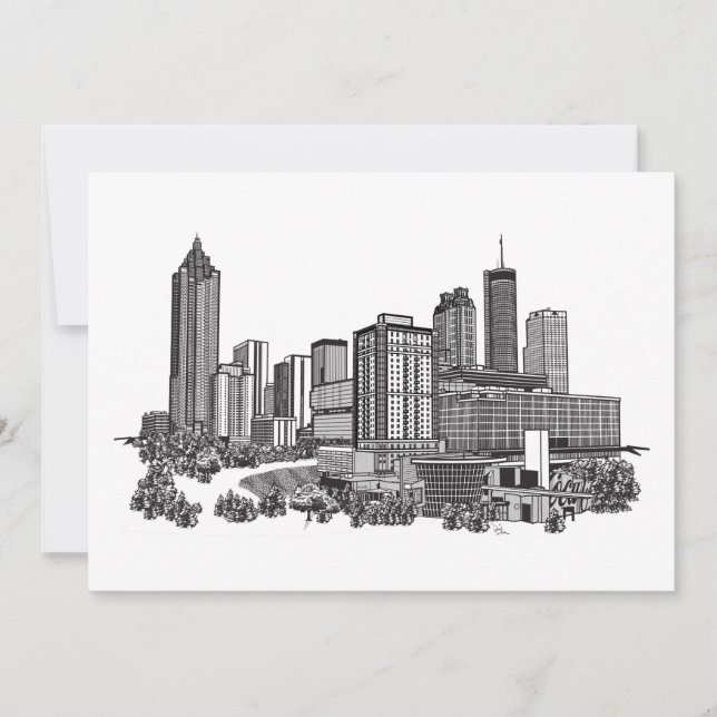 Convites Atlanta Georgia Skyline Art (Frente)
