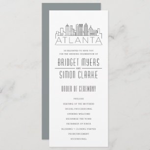 Convites Atlanta Stylized Skyline   Programa Casamento