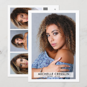 Convites Ator Modelo 5x7 Zed Comp Card 3 Photo Back