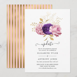 Convites Atualização de casamento adiada do Floral Rosa e