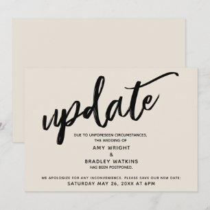 Convites Atualização de Casamento Adiado Escrita à Mão Cart