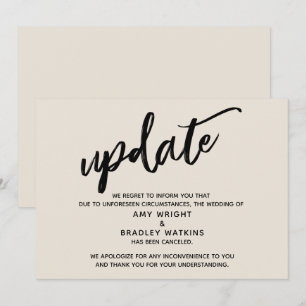 Convites Atualização de Casamento Cancelado Escrita à Mão e