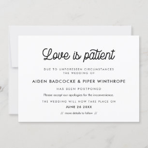 Convites Atualização de casamento com letra Love paciente v