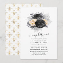 Atualização de casamento de flores pretas e dourad