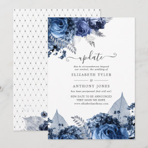 Convites Atualização de casamento em azul-marinho e branco