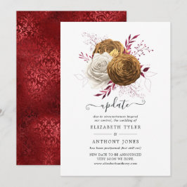 Convites Atualização de casamento floral branco, Borgonha e