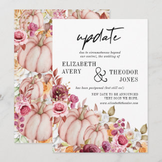Convites Atualização de Casamento Floral de Abóbora Rosa Ou