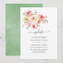 Convites Atualização de Casamento Floral de Pastel Blush e 
