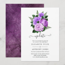 Atualização de Casamento Floral em Roxo e Verde