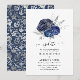 Convites Atualização de casamento floral naval e prateado