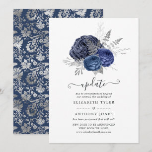 Convites Atualização de casamento floral naval e prateado