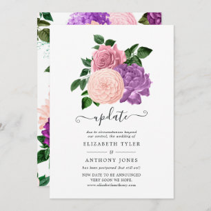 Convites Atualização de Casamento Floral Pêssego-Rosa e Lav