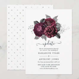 Convites Atualização de casamento floral preto e prata em M