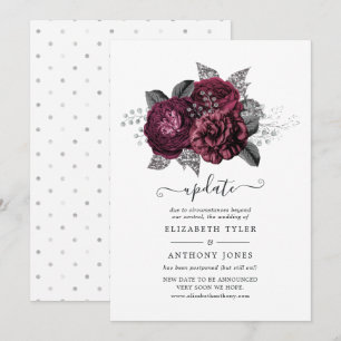 Convites Atualização de casamento floral preto e prata em M