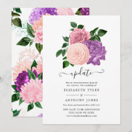 Convites Atualização de casamento floral rosa pêssego e lav