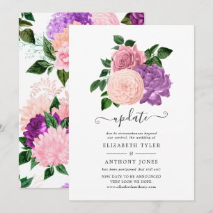 Convites Atualização de casamento floral rosa pêssego e lav