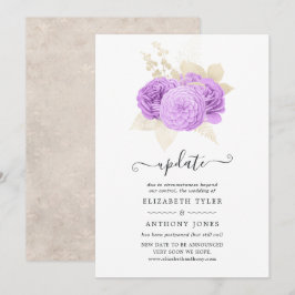 Convites Atualização de casamento floral roxo e marfim