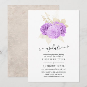 Convites Atualização de casamento floral roxo e marfim