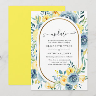 Convites Atualização de Casamento Floral Turquesa e Amarelo
