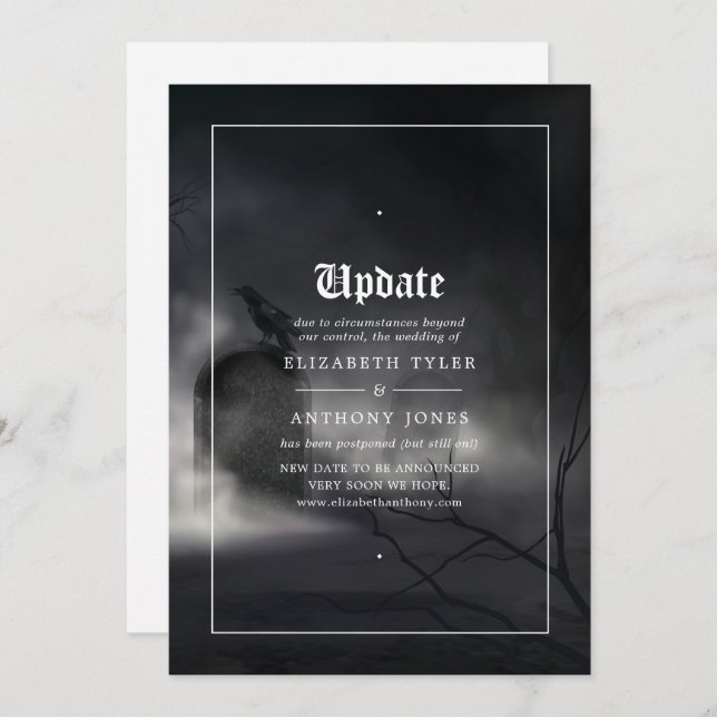 Convites Atualização de Casamento Gótico do Halloween (Frente/Verso)