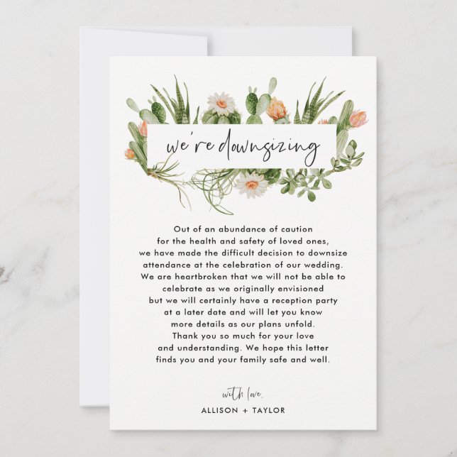 Convites Atualização de casamento menor Cacto Aquarela Redi (Frente)