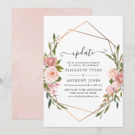 Convites Atualização de casamento rosa-Dourado e com rosa