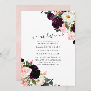 Convites Atualização de Casamento Rosa e Plúmula