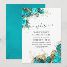 Convites Atualização de casamento shabby vintage turquesa e