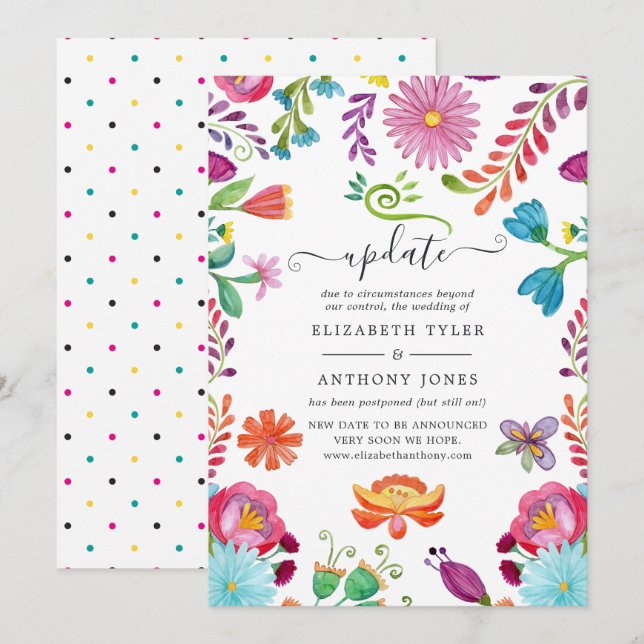 Convites Atualização do Casamento com Festa Mexicana de Flo (Frente/Verso)