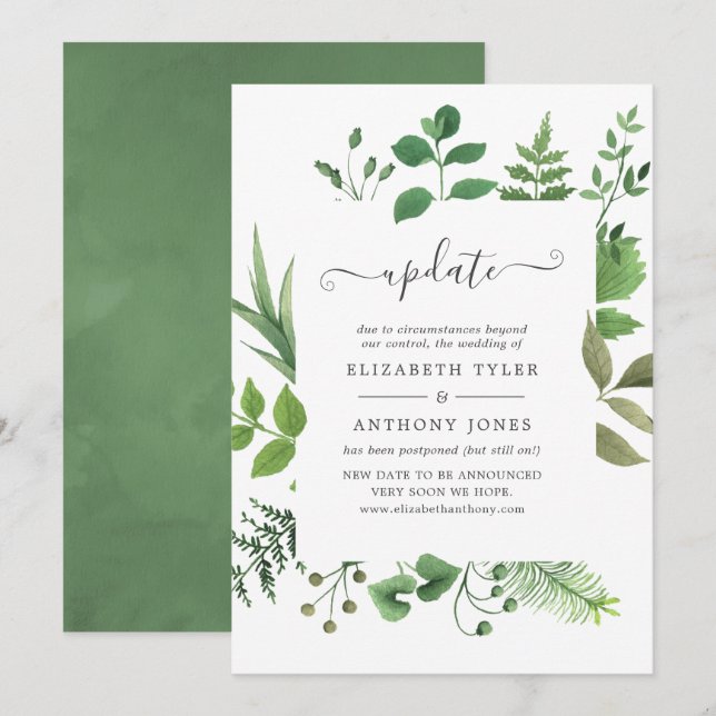 Convites Atualização do Casamento da Floresta Florestal Ver (Frente/Verso)