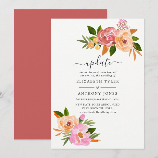 Convites Atualização do Casamento de Primavera (Frente/Verso)