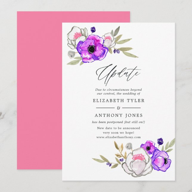 Convites Atualização do Casamento de Primavera (Frente/Verso)