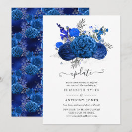 Convites Atualização do Casamento Floral Azul Real e Prata