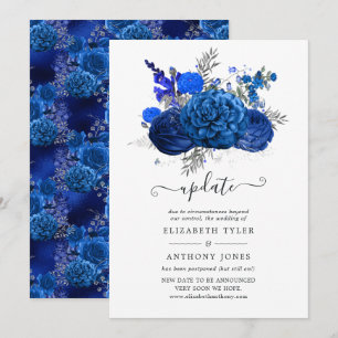 Convites Atualização do Casamento Floral Azul Real e Prata