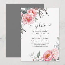 Convites Atualização do Casamento Floral Boho Rosa Pastel e