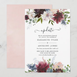 Convites Atualização do Casamento Floral Burgundy, Navy e B