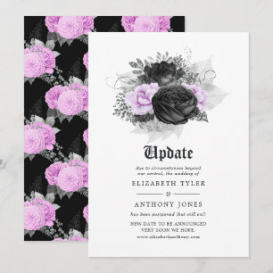 Convites Atualização do Casamento Floral Gótico Preto Roxo