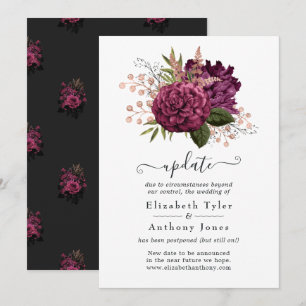Convites Atualização do Casamento Floral Marsala e Rose Gol