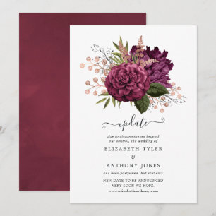 Convites Atualização do Casamento Floral Vintage Marsala & 